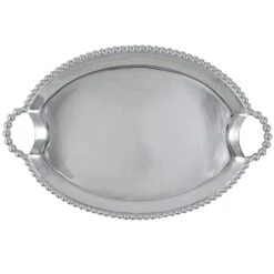Mariposa Pearled Oval Handled Tray