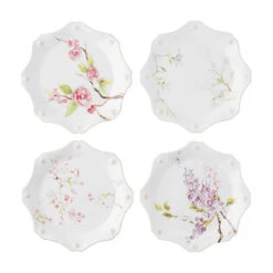 Juliska Berry & Thread Floral Sketch Assorted Salad/Dessert Plates S/4