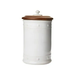 Juliska Berry & Thread Whitewash 13'' Canister With Wooded Lid