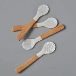Shell & Bamboo Spoons Set Of 4