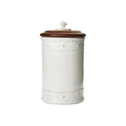 Juliska Berry & Thread Whitewash 10'' Canister With Wooded Lid